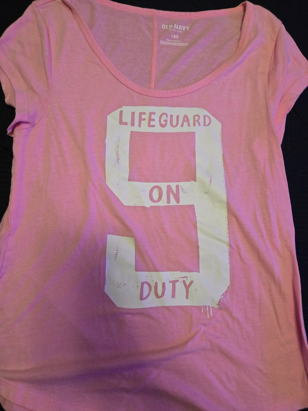 Old Navy Pink "Lifeguard 9 On Duty" Girls' Tee Size L